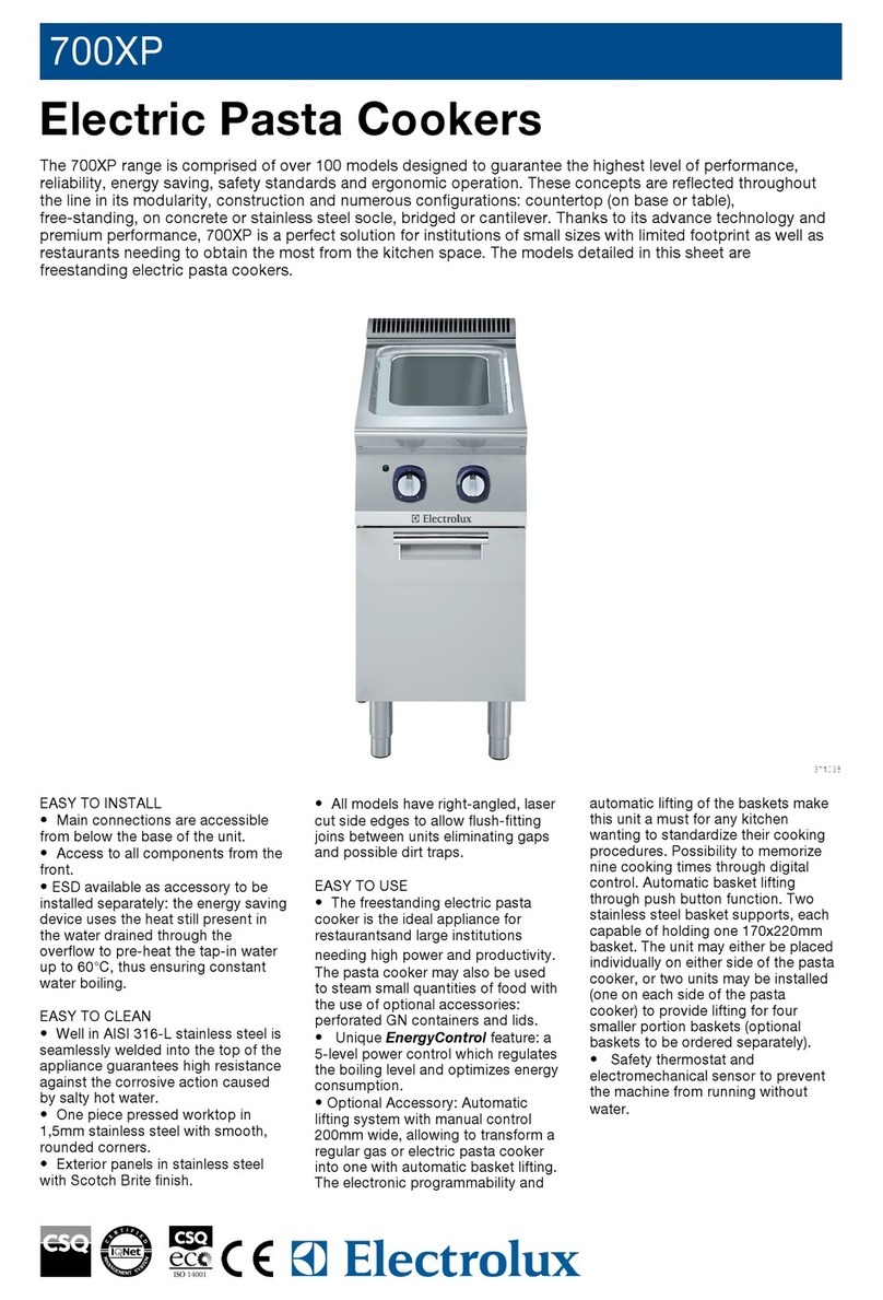 Electrolux Electric Pasta Cookers 700XP Specifications