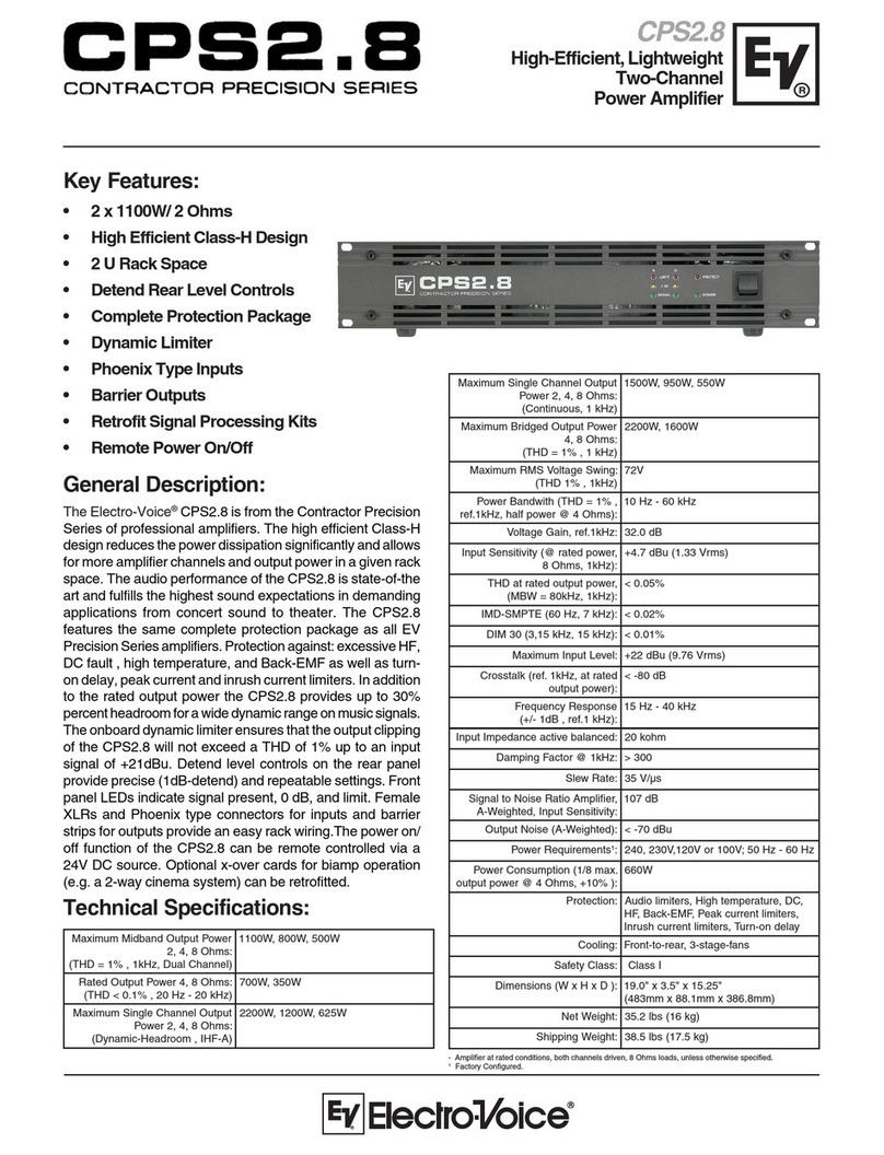 Electro-Voice High-Efficient, Lightweight Two-Channel Power Amplifier... User manual