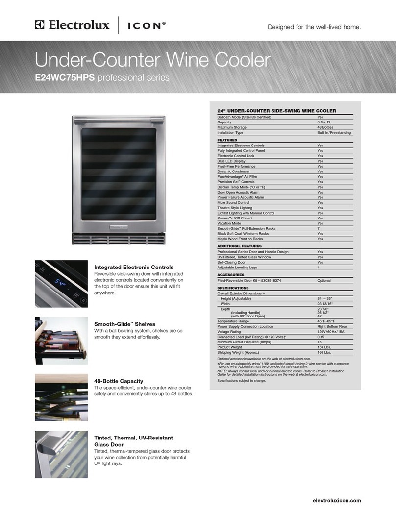 Electrolux E24WC75HPS - Icon - Professional Series 48 Bottle Wine... Specification sheet