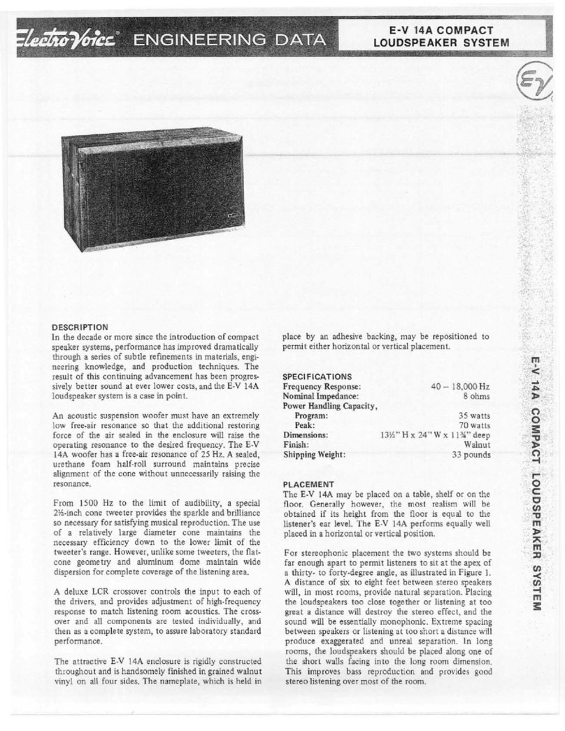 Electro-Voice E-V 14A Dimension Guide Electro-Voice E-V 14A Dimension Guide