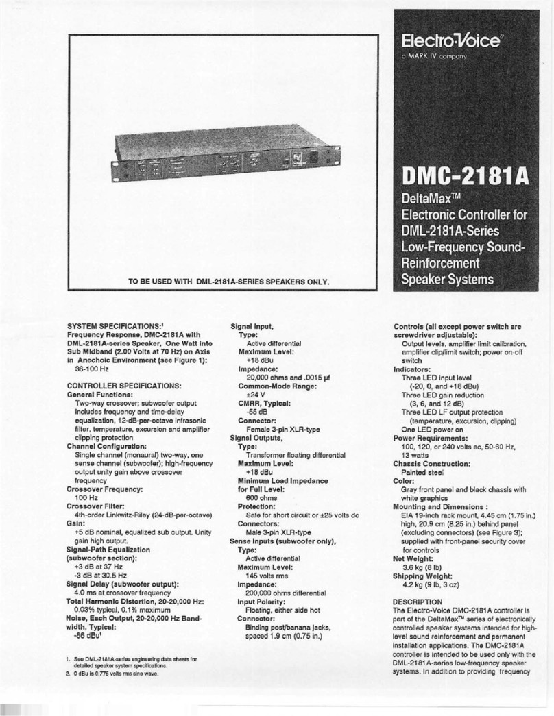 Electro-Voice DeltaMax DMC-2181A Specification sheet