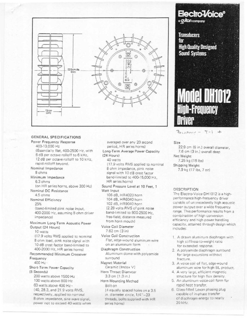 Electro-Voice DH1012 Specification sheet