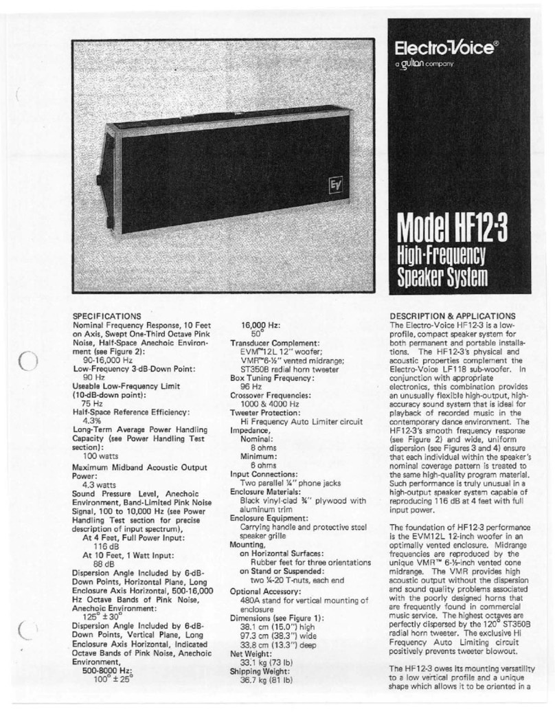 Electro-Voice HF12-3 Specification sheet