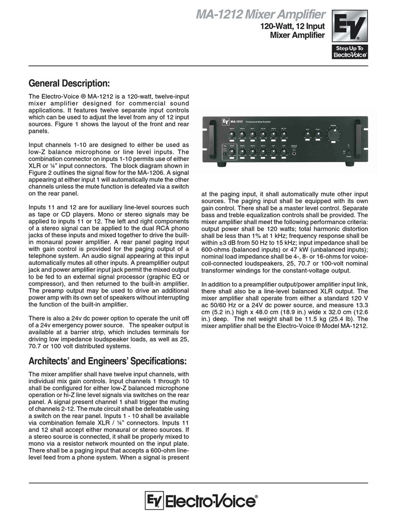 Electro-Voice Mixer Amplifier MA-1212 User manual