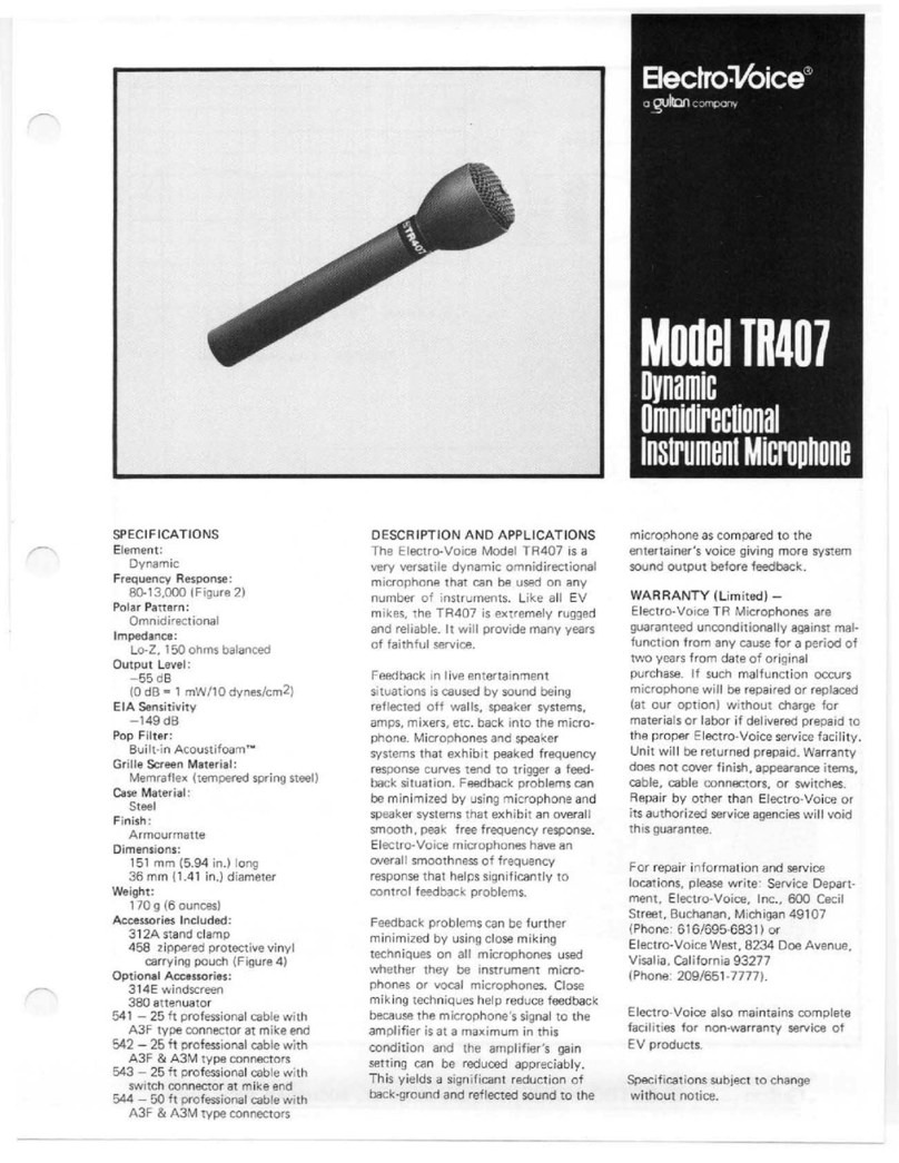 Electro-Voice TR407 Specification sheet