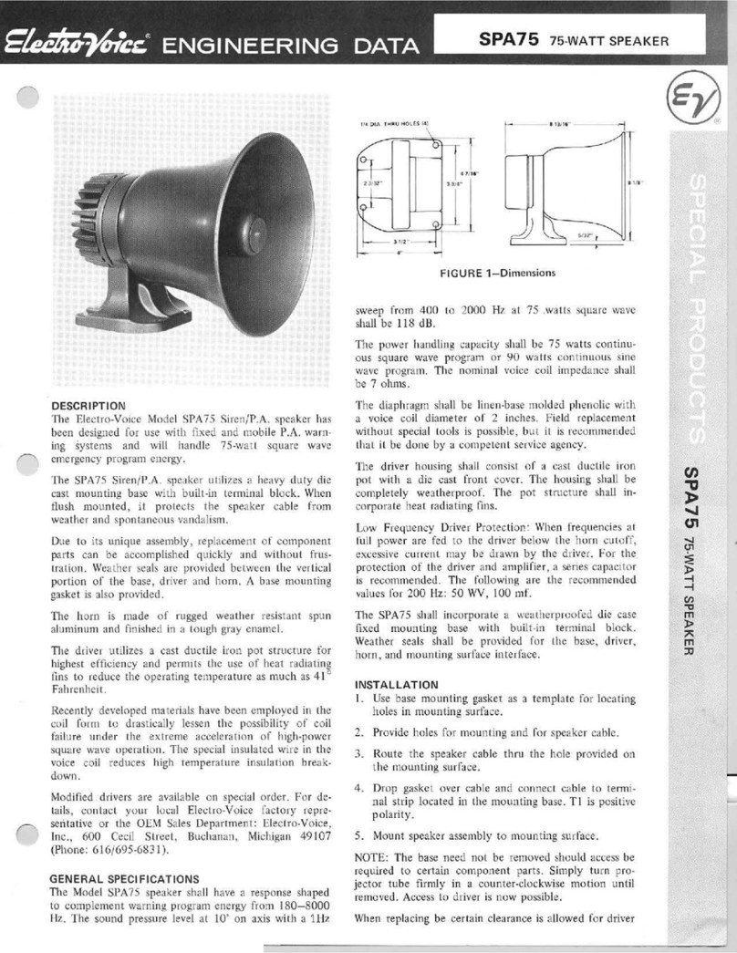 Electro-Voice SPA75 engineering data