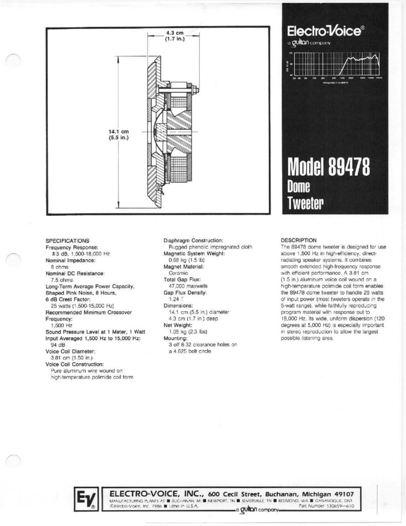 Electro-Voice 89478 Specification sheet
