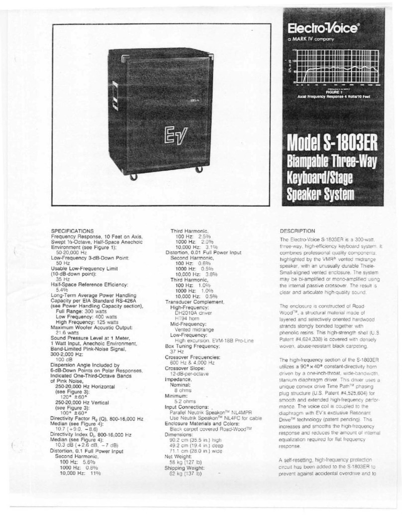 Electro-Voice S-1803ER Specification sheet