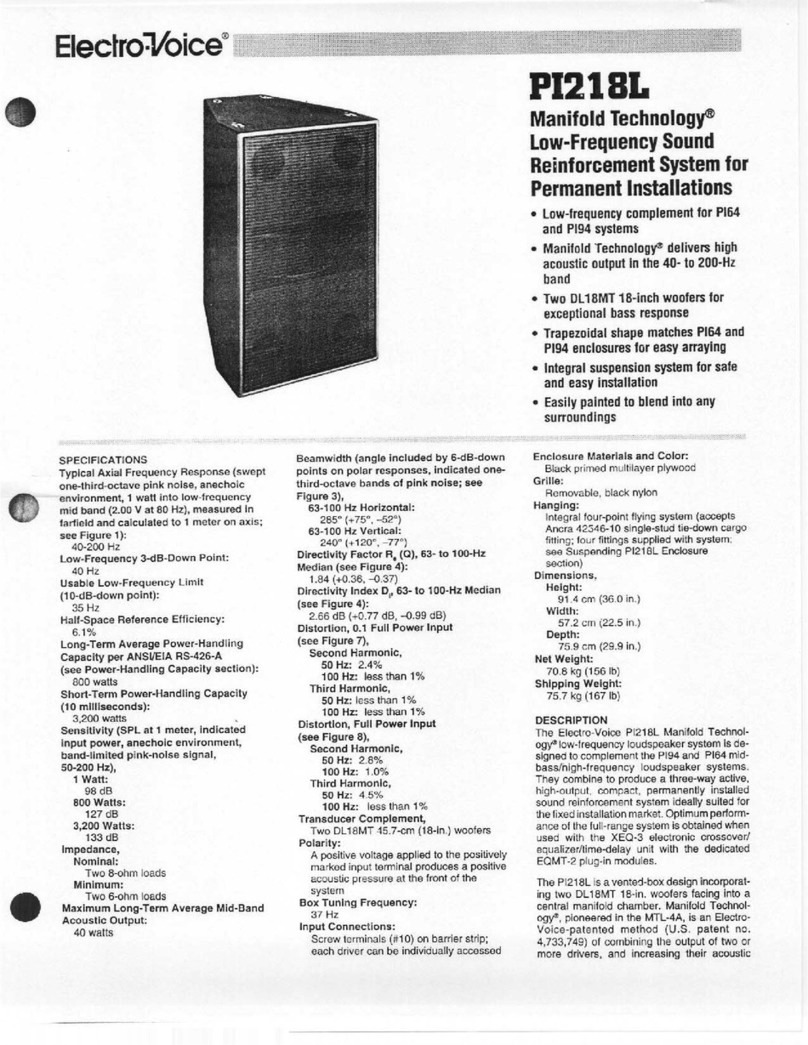 Electro-Voice PI218L Specification sheet