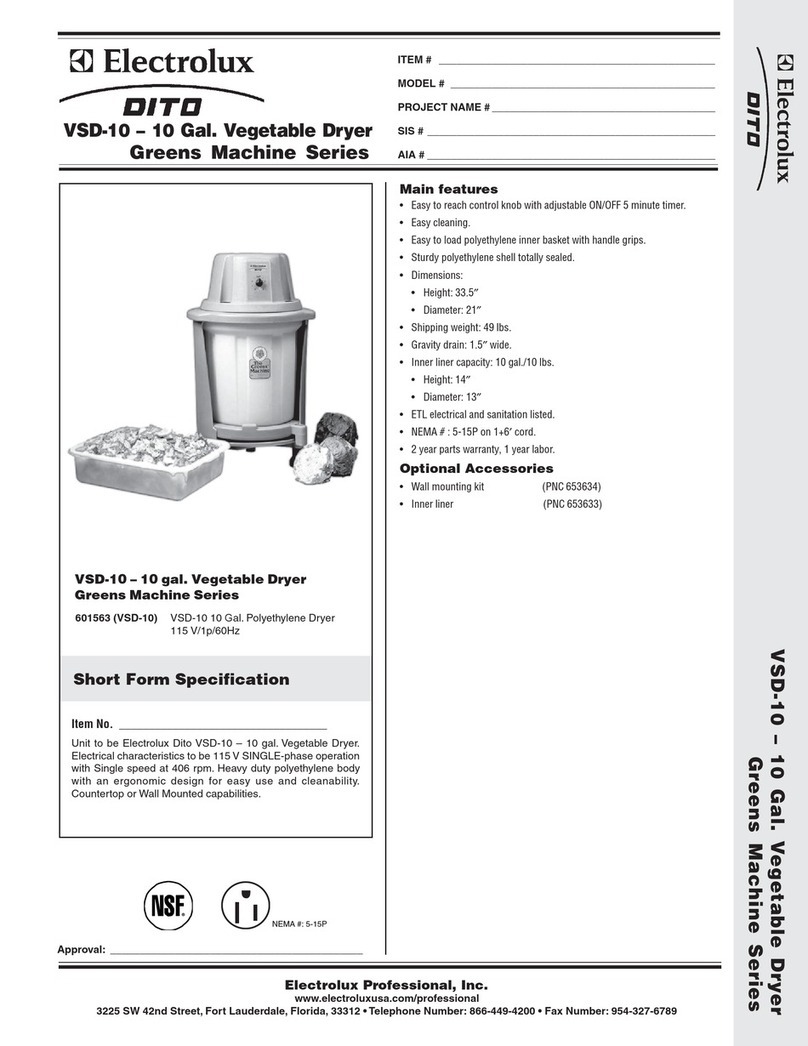 Electrolux Dito 601563 Specification sheet