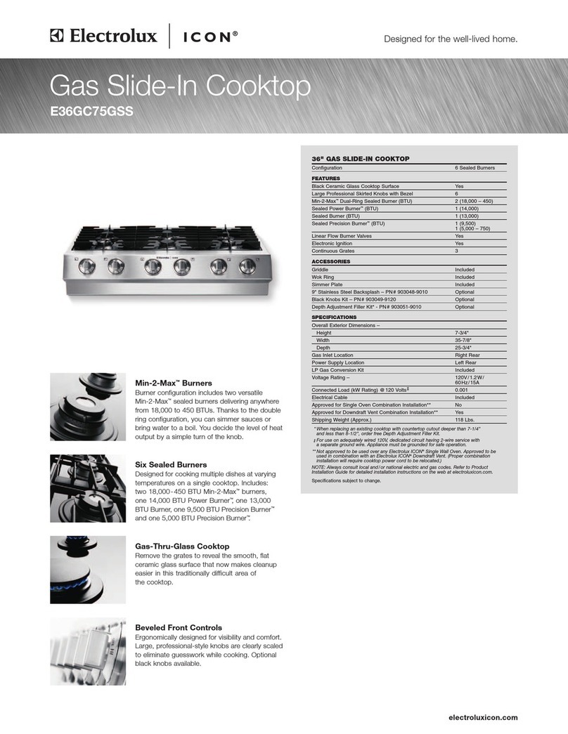 Electrolux E36GC75GSS - Icon 36 Inch Slide-In Gas... Specification sheet