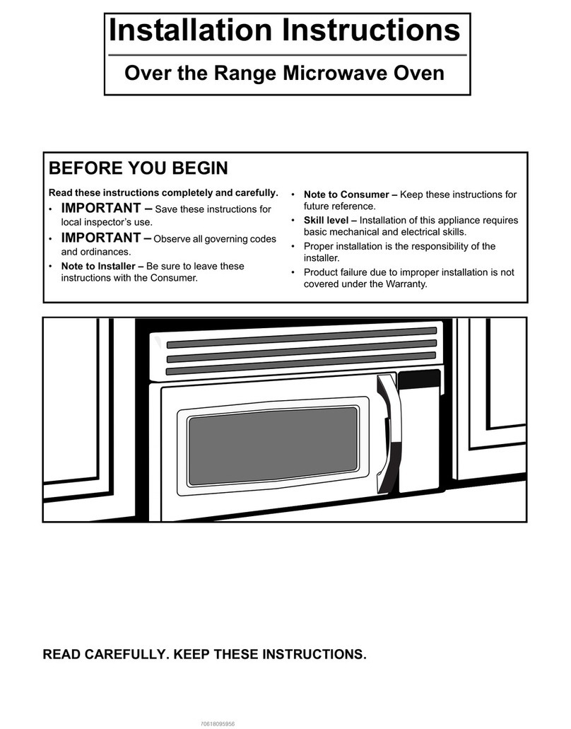 Electrolux Over the Range Microwave Oven User manual