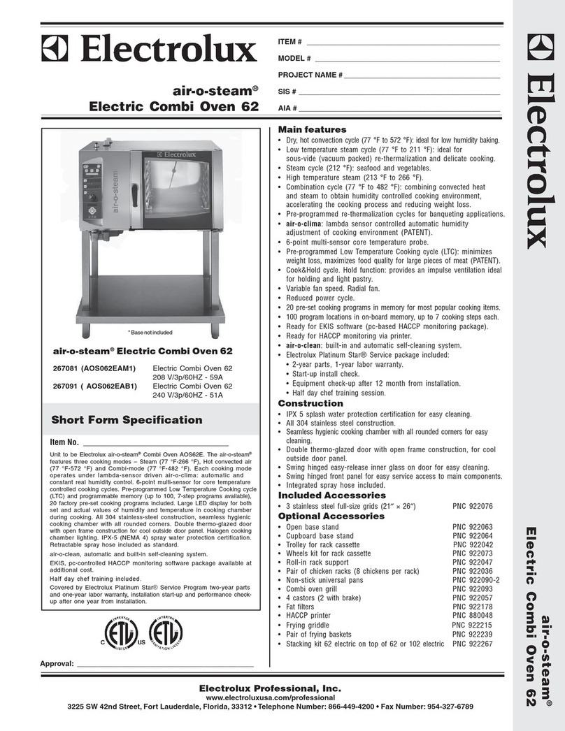 Electrolux Air-O-Steam 267081 Specification sheet