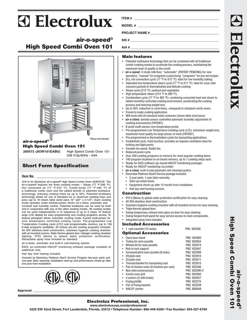 Electrolux Air-O-Speed 260573 (AOW101EABU) Specification sheet