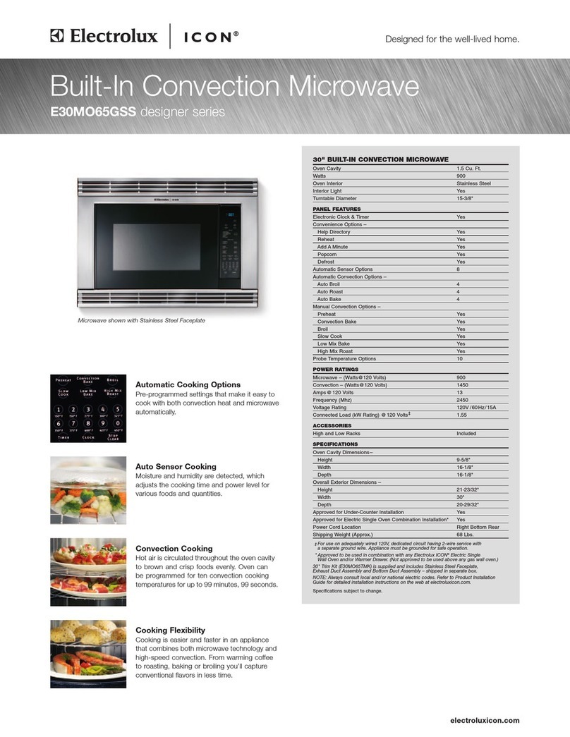 Electrolux E30MO65GSS - 1.5 cu. Ft. Microwave Oven User manual