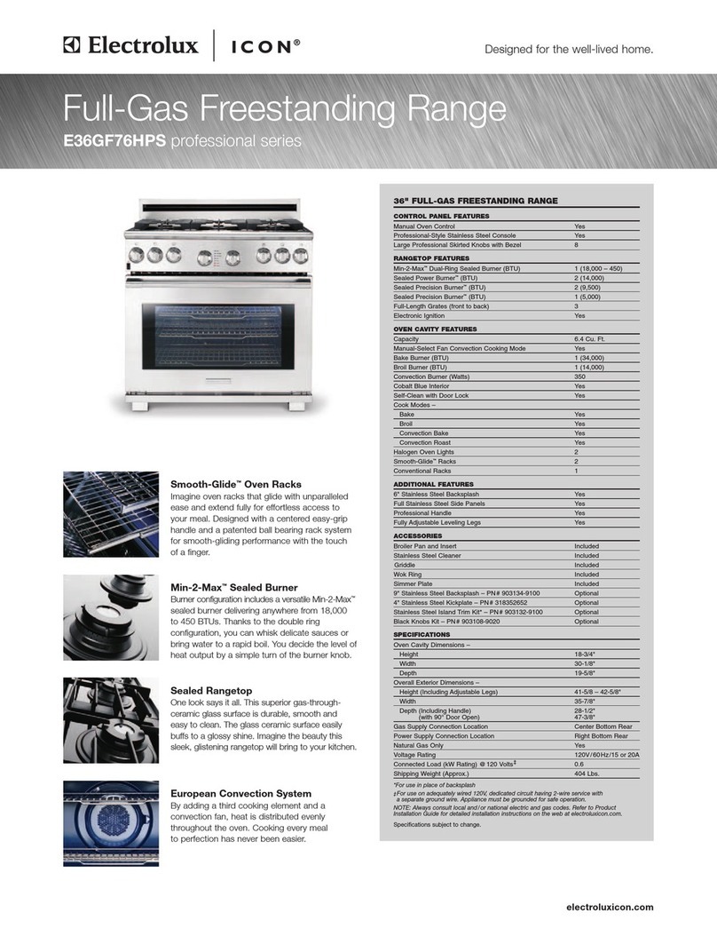 Electrolux E36GF76HPS - 36" Pro-Style Gas Range User manual