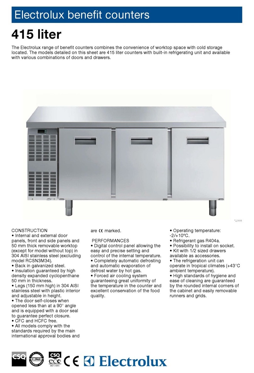 Electrolux Benefit Counters 726141 Specifications