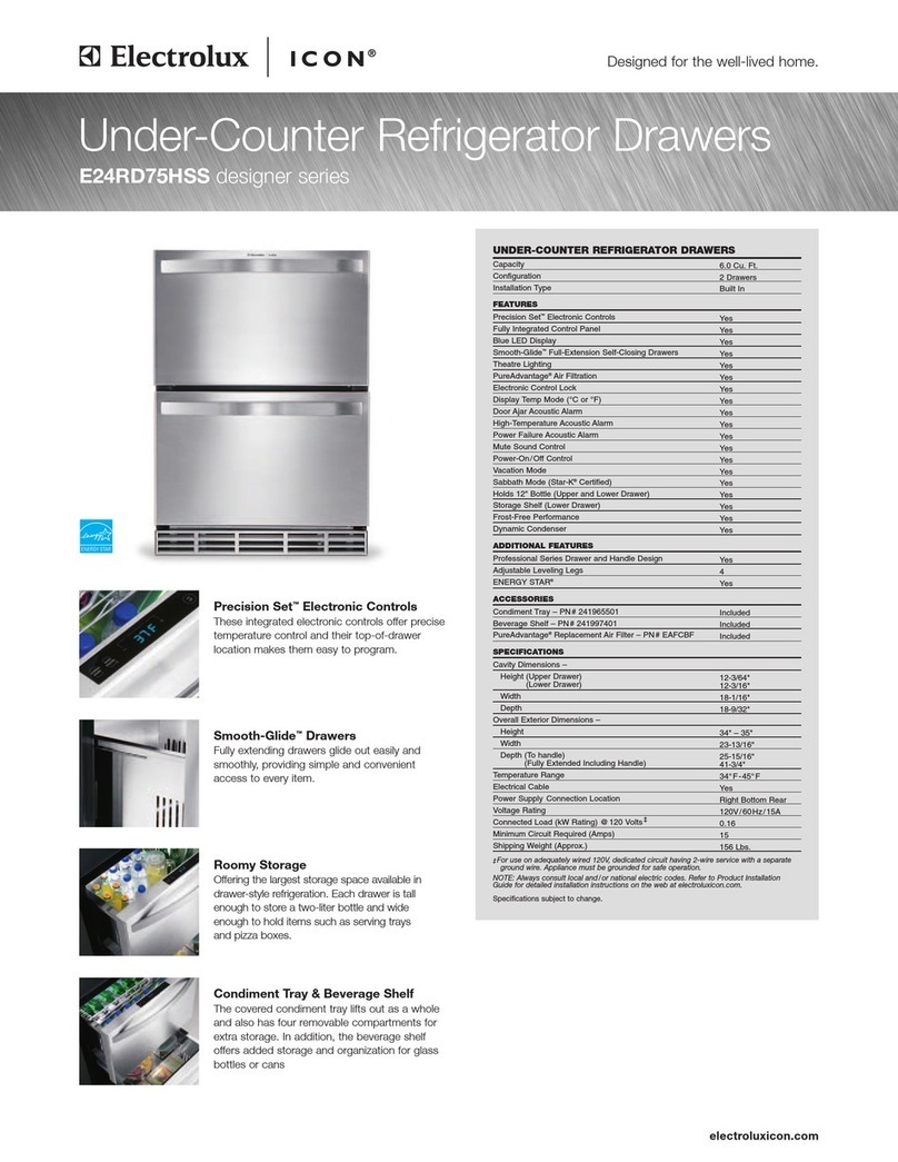 Electrolux E24RD75HSS - 24" Double Drawer Refrigerator Specification sheet