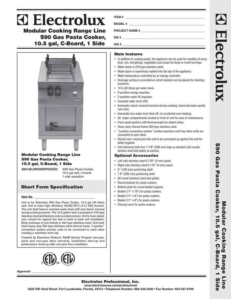 Electrolux WKGROFOOOO Specification sheet
