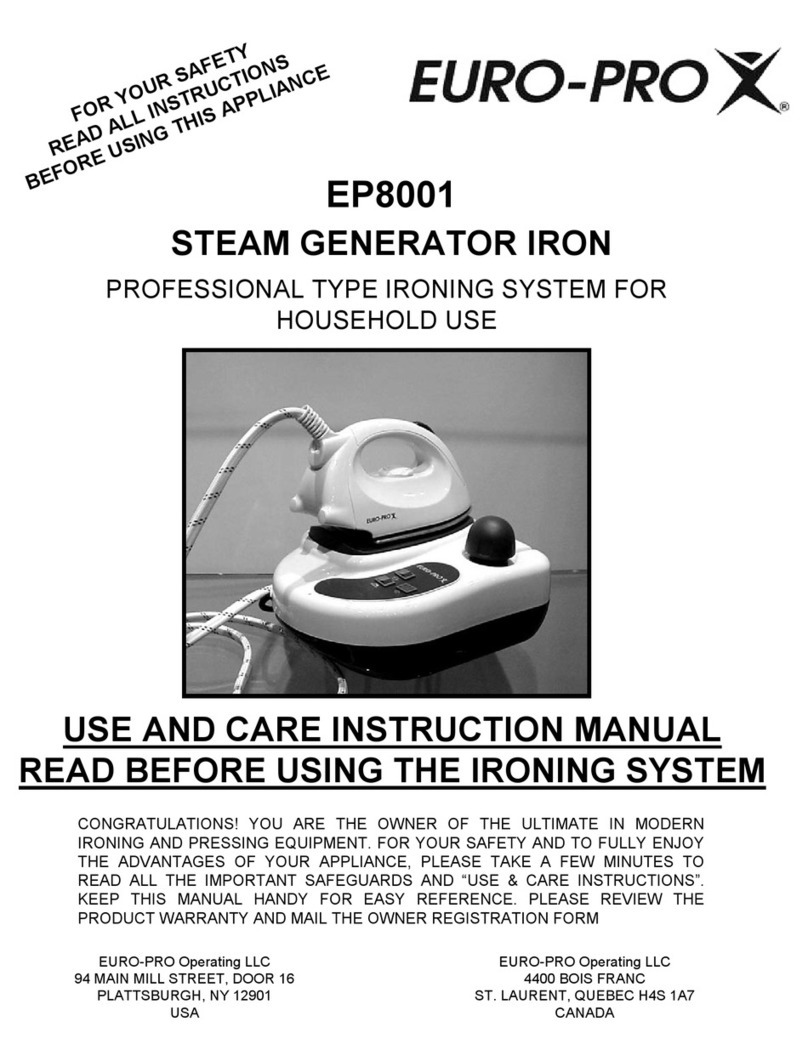 EUROPRO EP8001 STEAM GENERATOR IRON EP8001 Installation guide