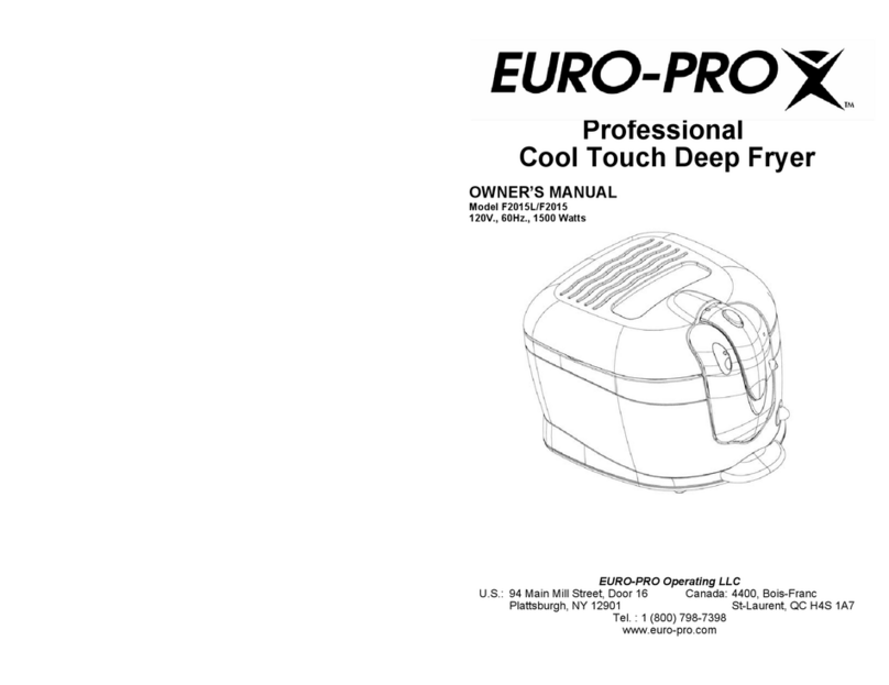 EUROPRO PROFESSIONAL COOL TOUCH DEEP FRYER F2015 owner's manual