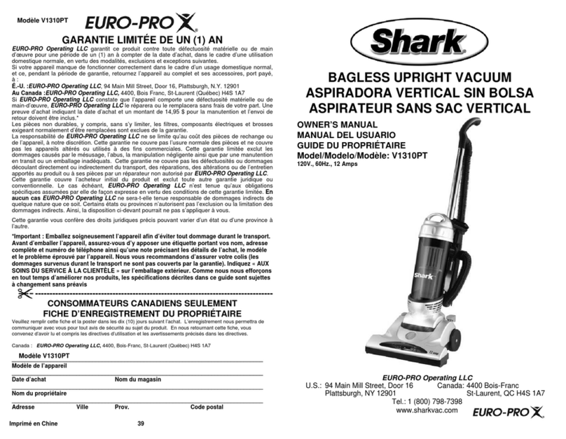 EUROPRO SHARK V1310PT owner's manual