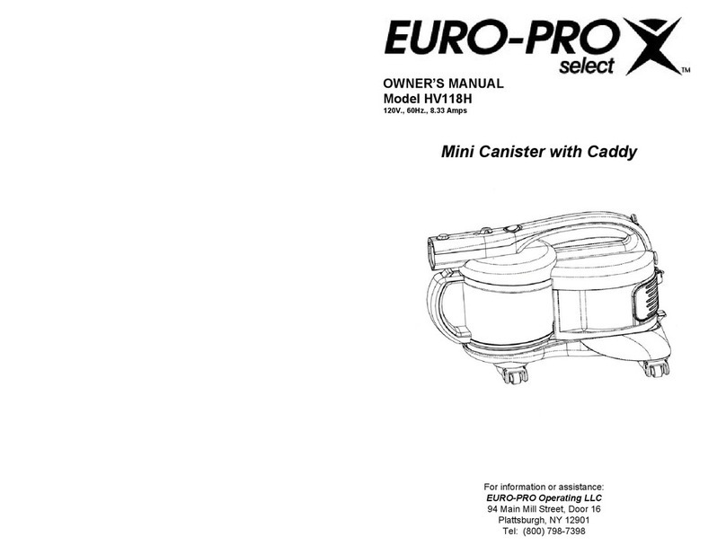 EUROPRO MINI CANISTER WITH CADDY HV118H owner's manual