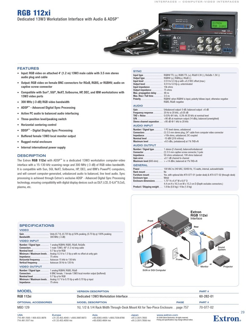 Extron electronics RGB 112xi Specification sheet