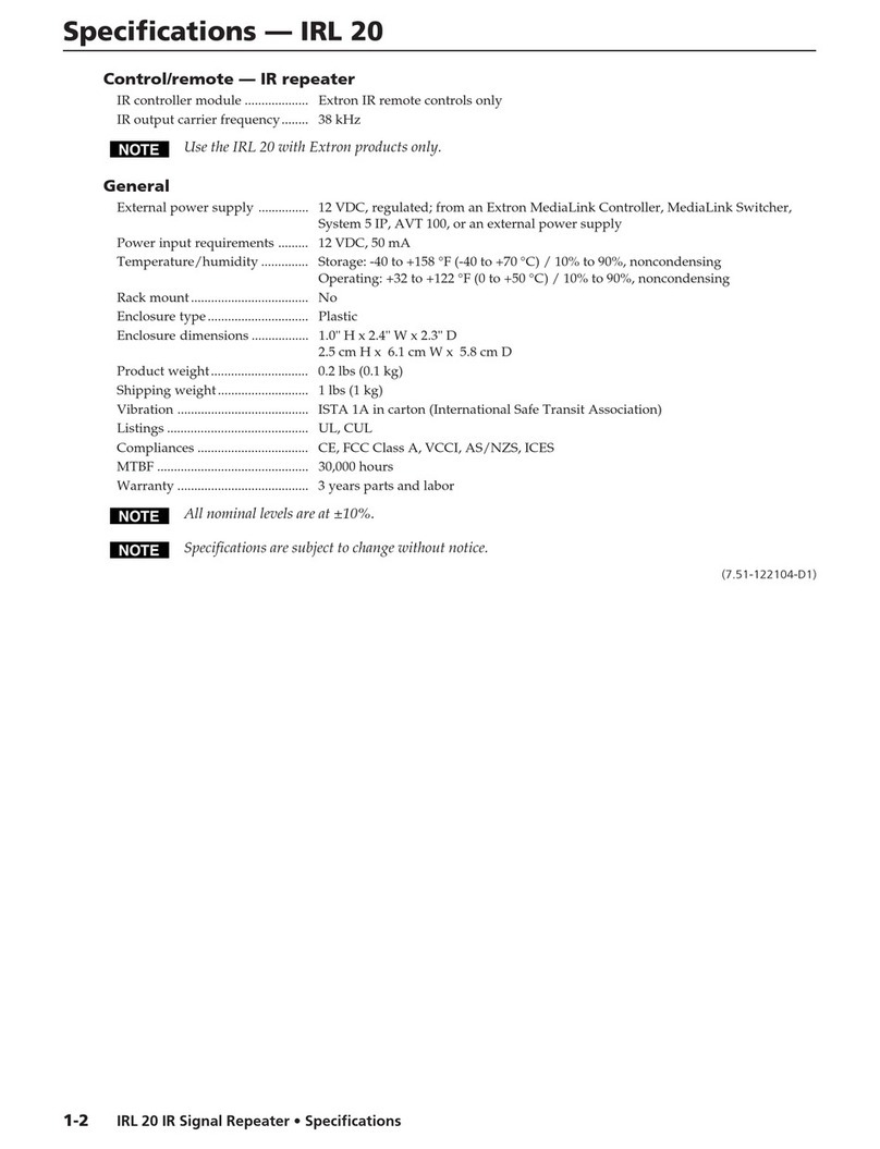 Extron electronics IRL 20 User manual