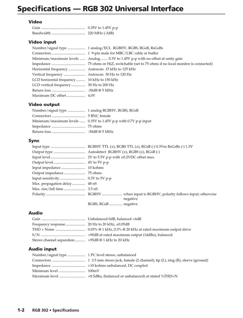Extron electronics RGB 302 Specifications