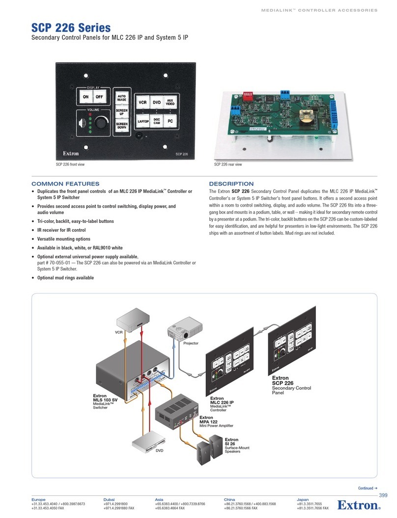 Extron electronics SCP 226 Series Specification sheet Extron electronics SCP 226 Series Specification sheet