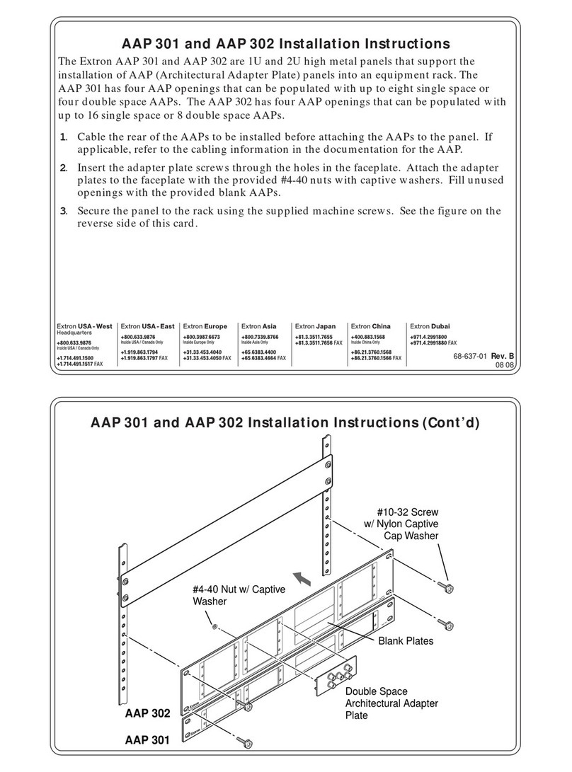 Extron electronics Architectural Adapter Plate AAP 301 User manual