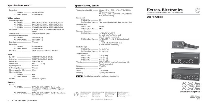Extron electronics P/2 DA2 MT User manual