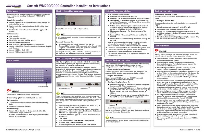 Extreme Networks Summit WM200 installation instructions