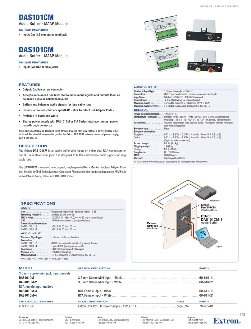 Extron electronics DAS101CM-2 Specification sheet