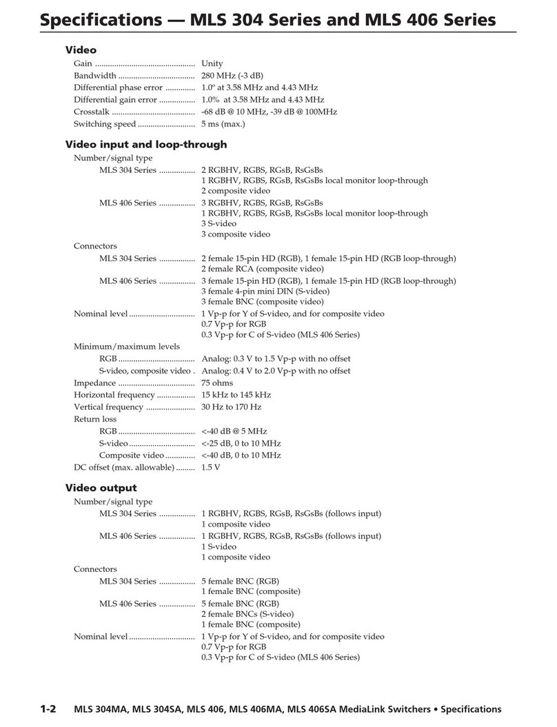 Extron electronics Extron MediaLink MLS 304MA Specifications