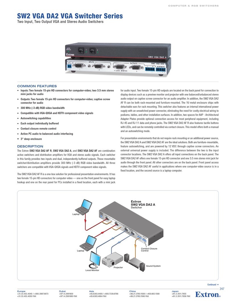 Extron electronics SW2 VGA Series Specification sheet Extron electronics SW2 VGA Series Specification sheet