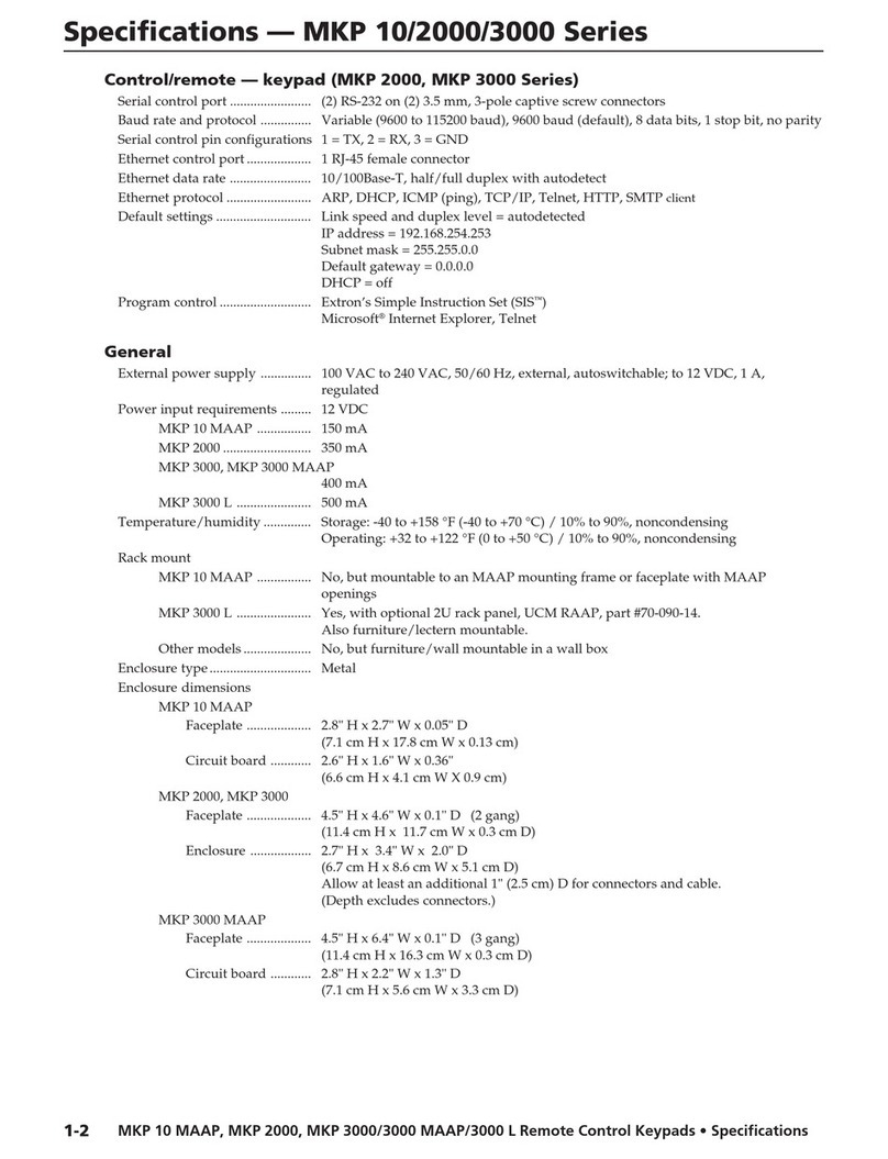 Extron electronics MKP 2000 Specifications