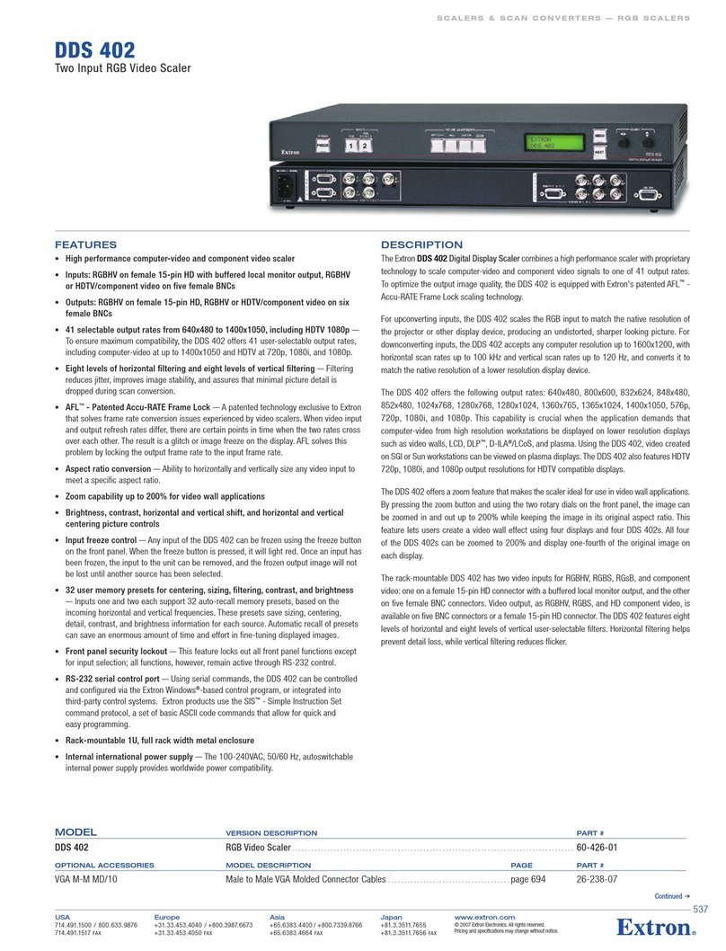 Extron electronics DDS 402 Specification sheet Extron electronics DDS 402 Specification sheet