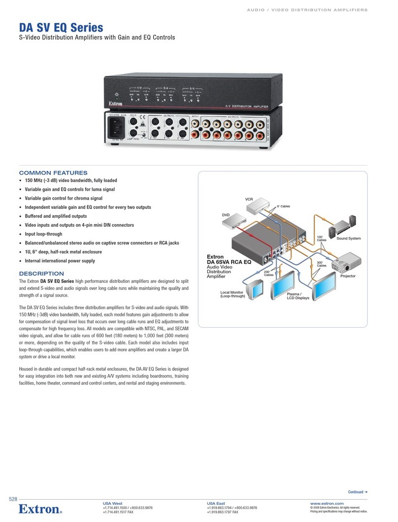 Extron electronics DA 6SV EQ User manual