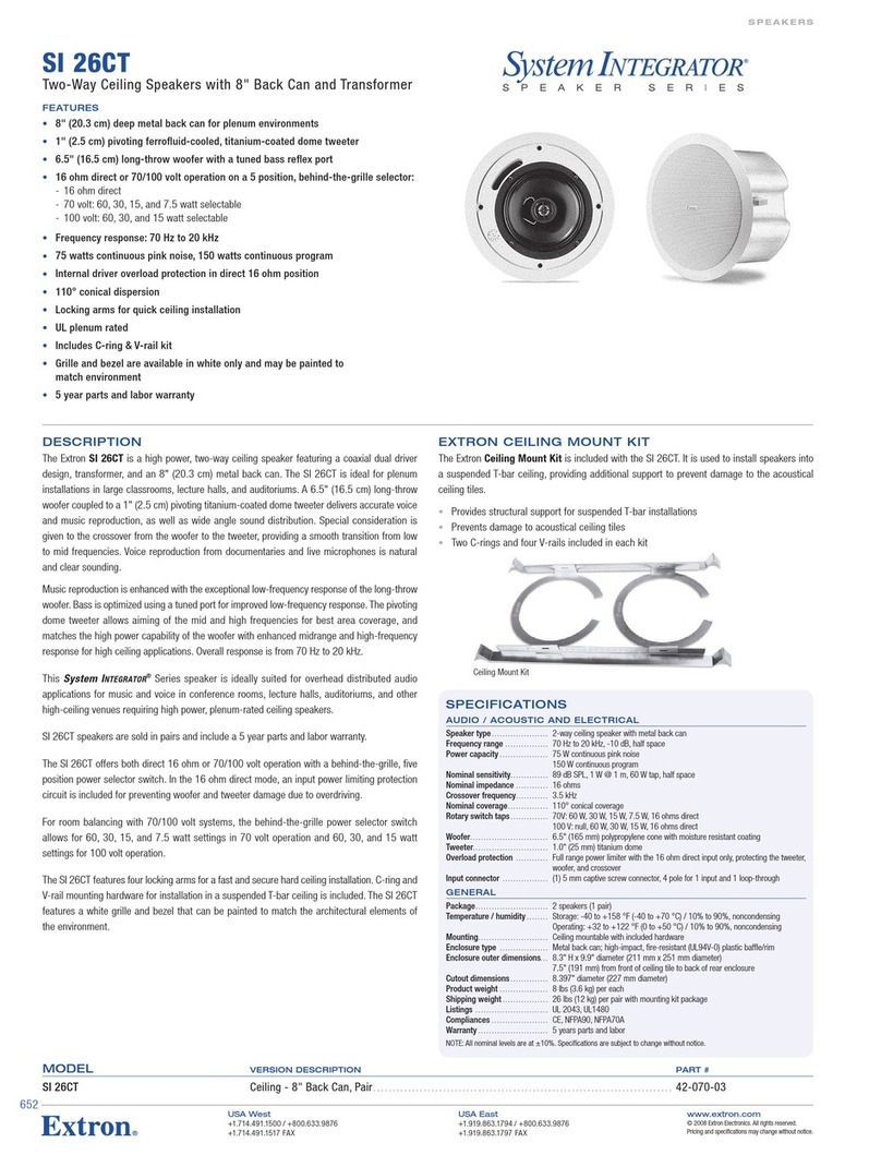 Extron electronics SI 26CT Specification sheet