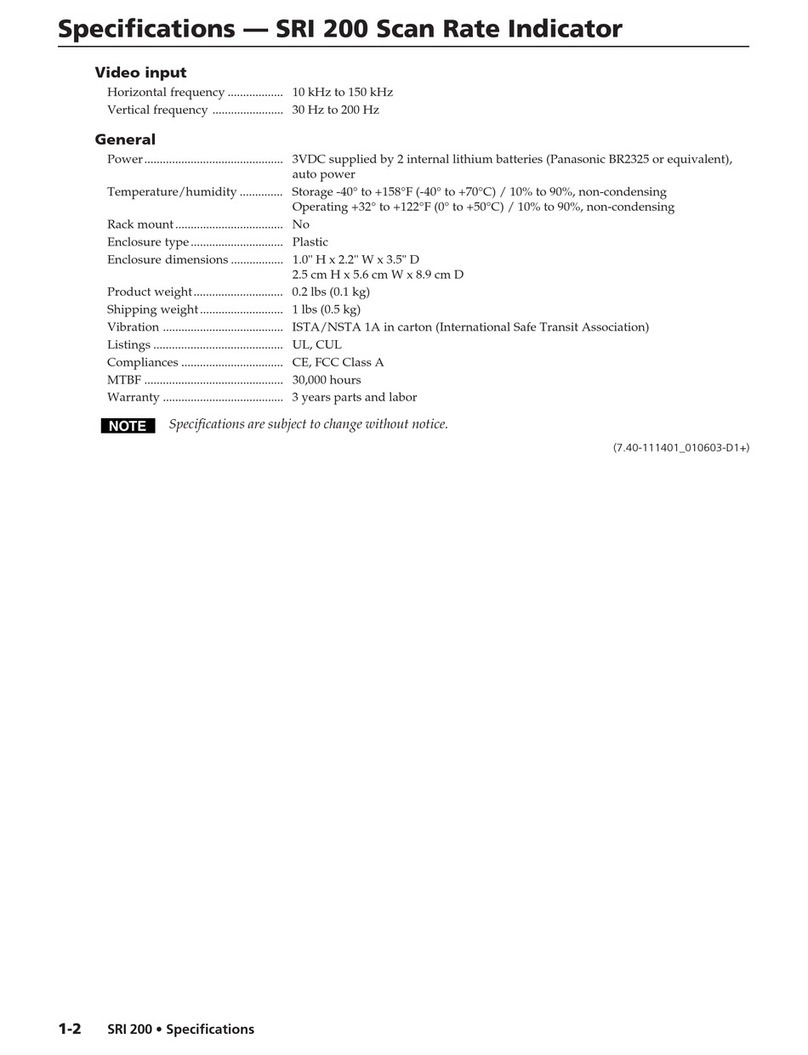 Extron electronics Scan Rate Indicator SRI 200 User manual