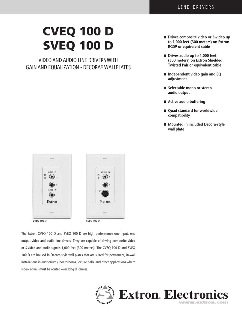 Extron electronics Video and Audio Line Drivers with  Gain and EquaLization CVEQ 100... Specifications