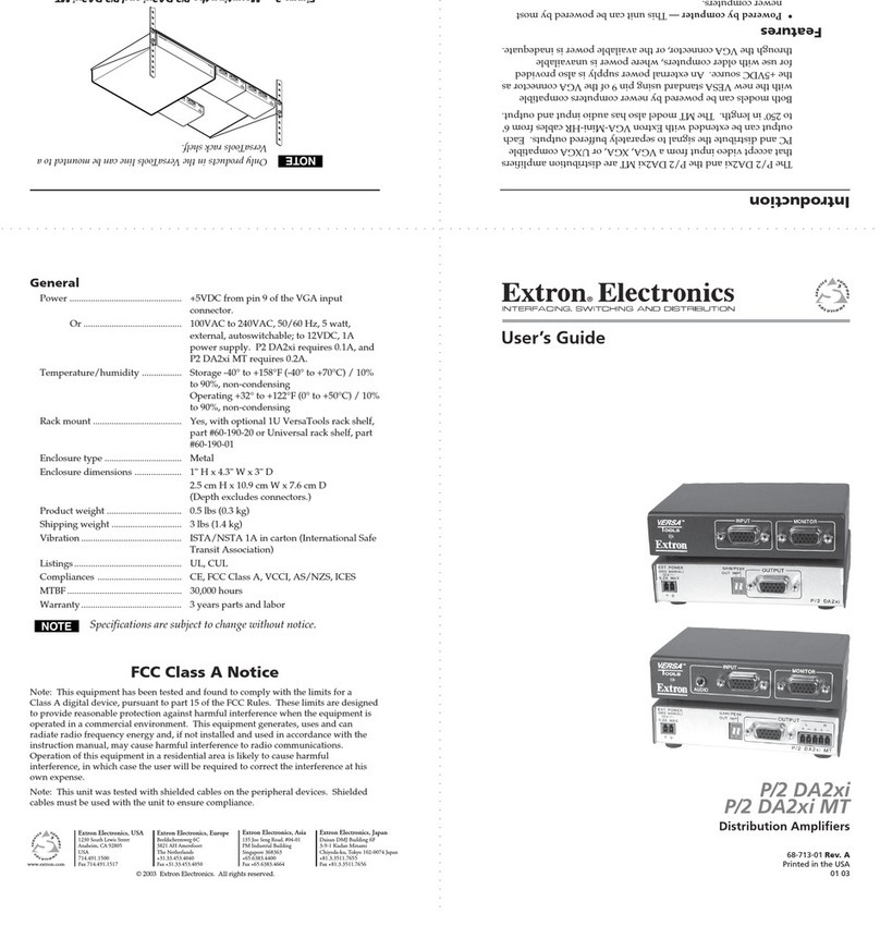 Extron electronics P/2 DA2xi MT User manual