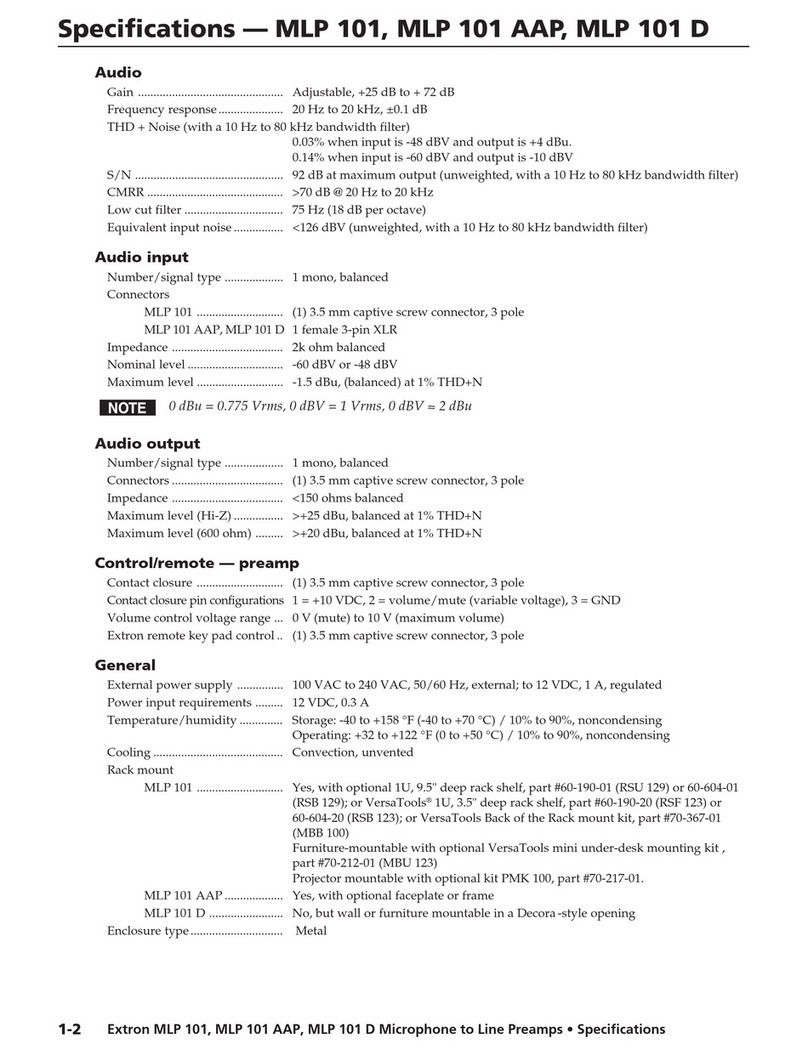 Extron electronics MLP 101 AAP Specifications