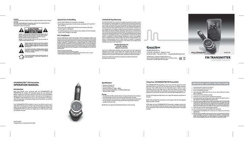 Excalibur SoundMaster FM Transmitter 144 owner's manual
