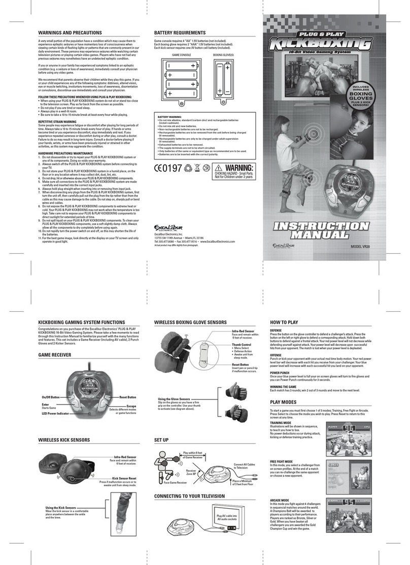 Excalibur Plug & Play Kickboxing VR20 instruction manual Excalibur Plug & Play Kickboxing VR20 instruction manual