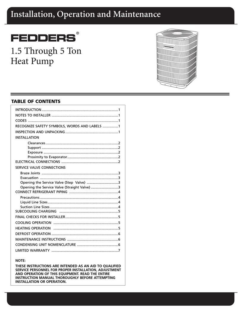 Fedders CH18ABD1 Installation and operating instructions
