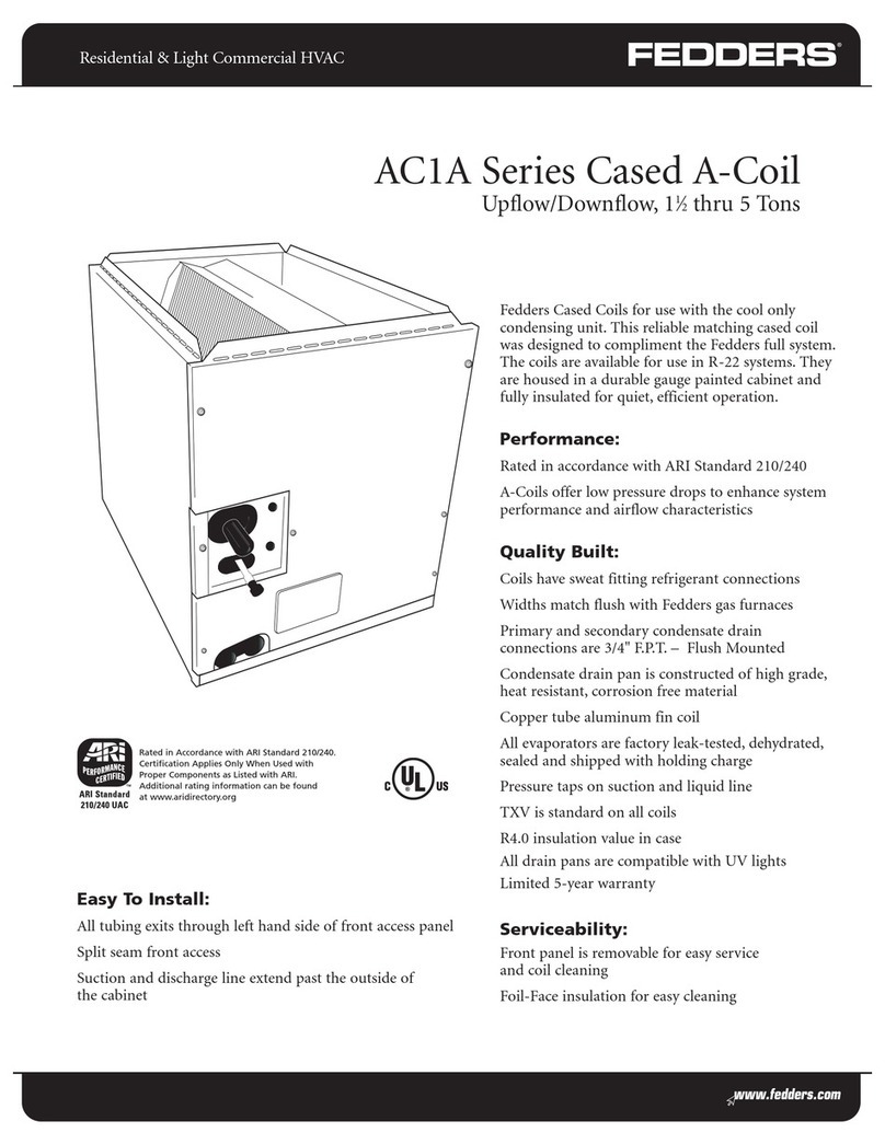 Fedders Cased A-Coil AC1A Series Specifications