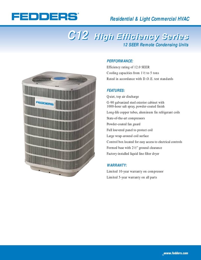 Fedders C12 Specification sheet